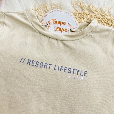 Conj. Camiseta Resort Lifestyle e Bermuda - Areia e Azul Jeans